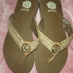 Yellow Box Tan Sandals with Ornate Straps